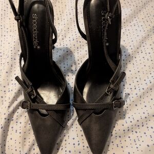 Shoe Dazzle Elegant Black Strappy Heels